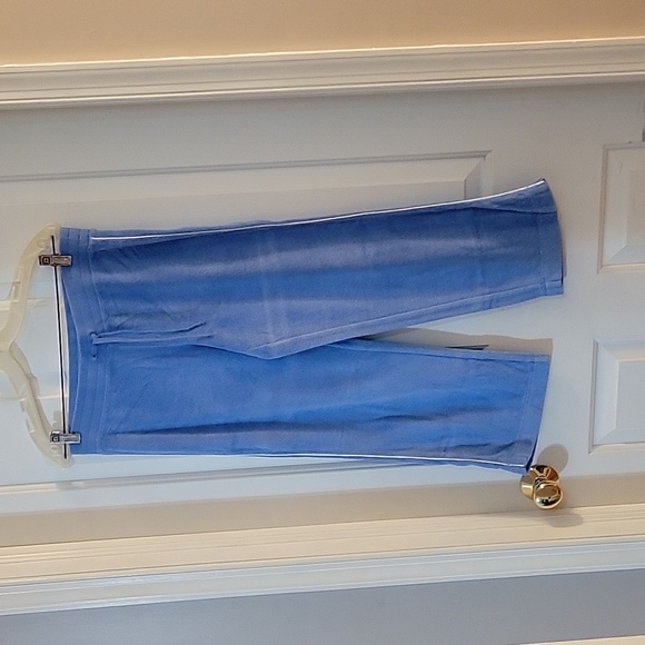 Express Blue Terry Zip-Up Hoodie and Cropped Pants Set Medium - Picture 4 of 7